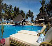 Diani Reef Beach Resort is gelegen op Diani Beach opgebouwd als een exotische Afrikaans dorp in Kenia