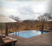 Tarangire Treetops zwembad veranda met uitzicht op Tarangire nationaal park Tanzania