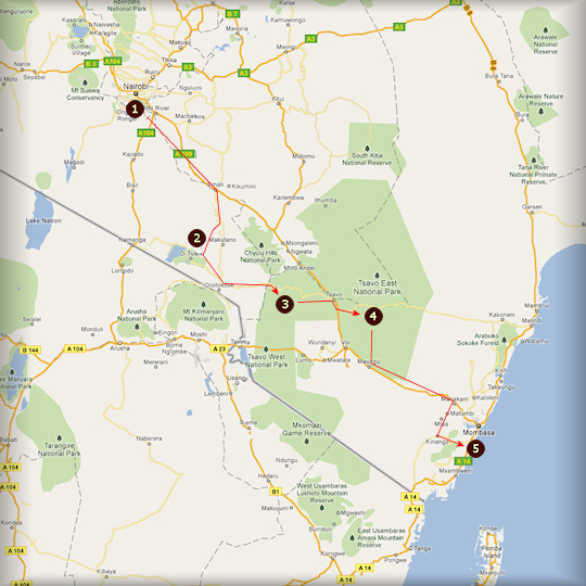 Route Familiereis rondreis Kenia